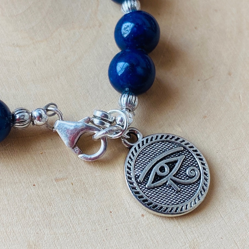 Lapis Lazuli Gemstone Sterling Silver Bracelet - Picture 3 of 5